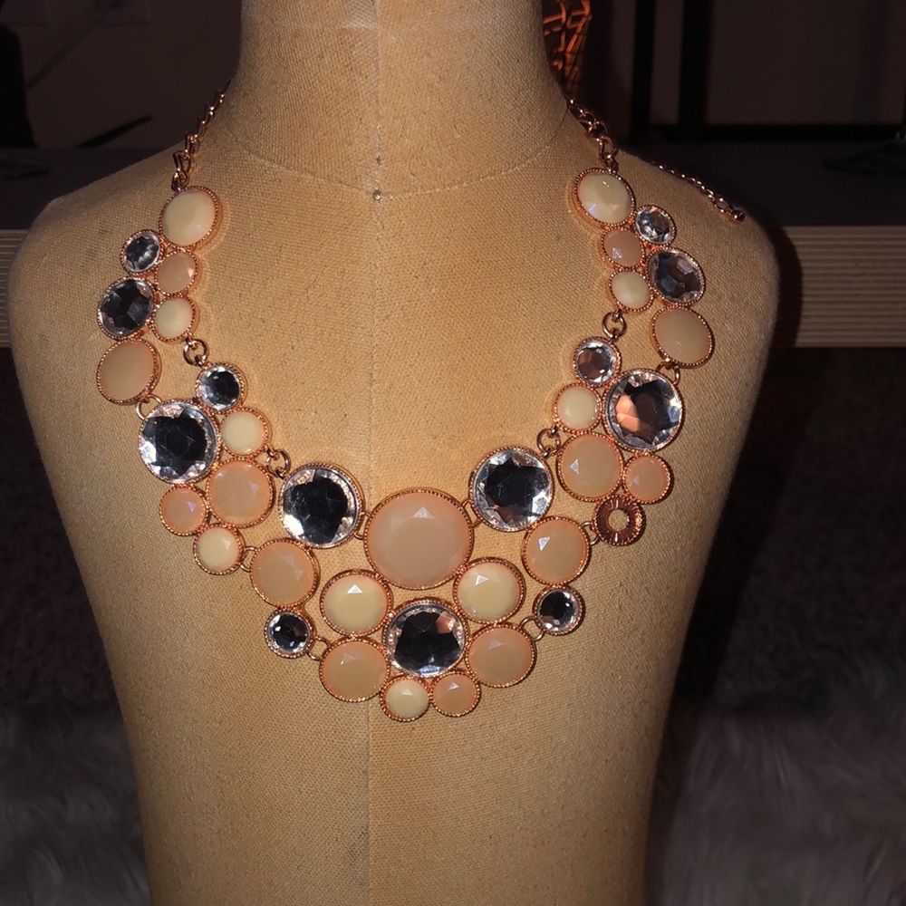 Peach and silver necklace